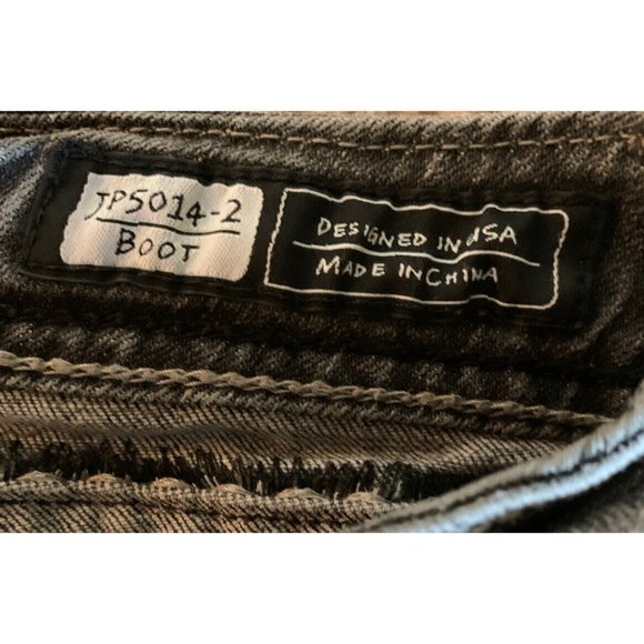 Miss Me Boot JP5014-2 Flap Pockets Thick Stitch Rhinestone Charcoal Size 30 Boot - Picture 6 of 14